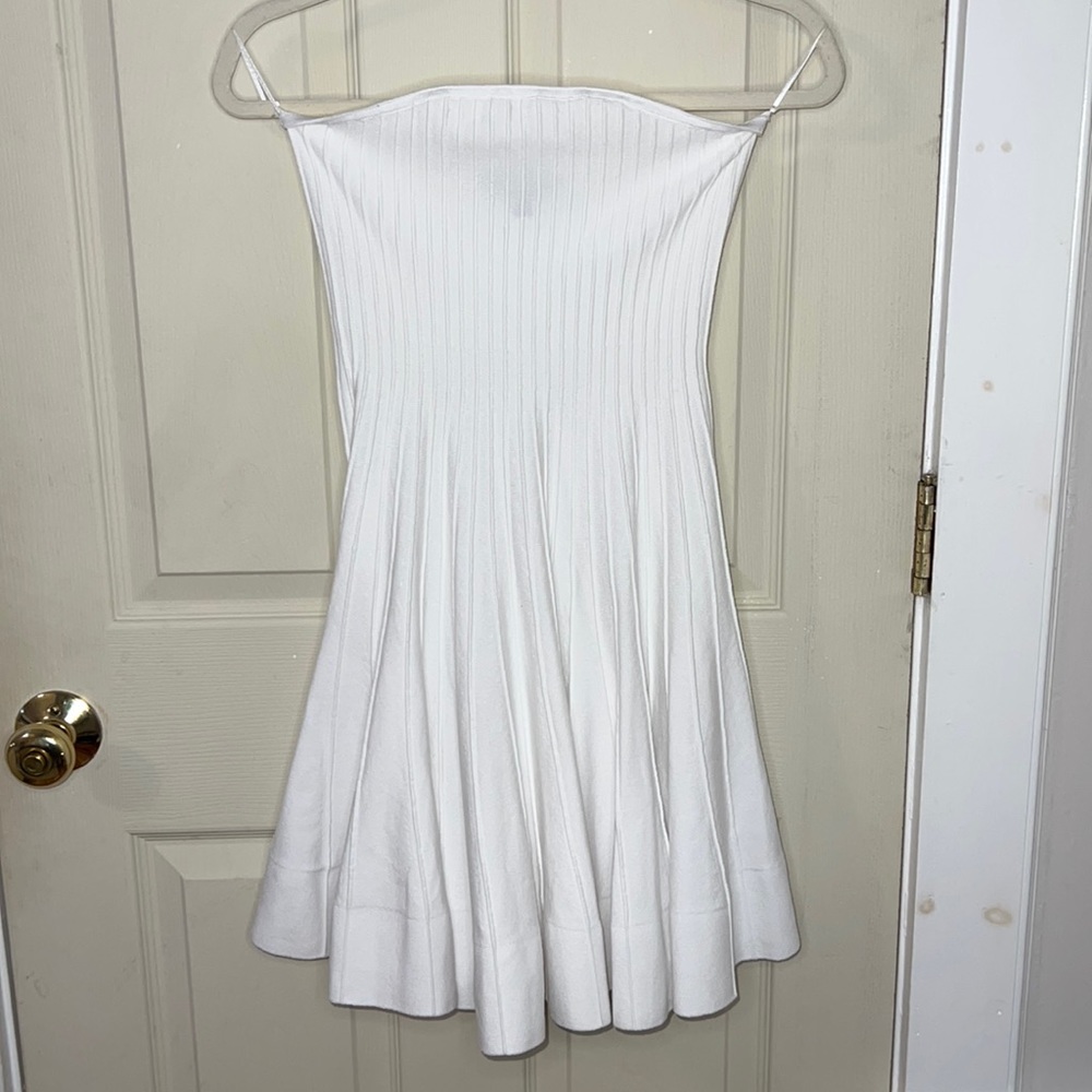 Express Strapped ribbed white dress